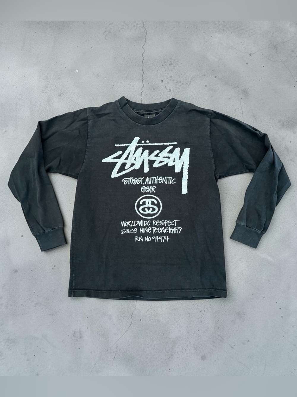90s Vintage Stussy Worldwide Respect Tour Skater Y2K Long Sleeve Graphic Shirt S